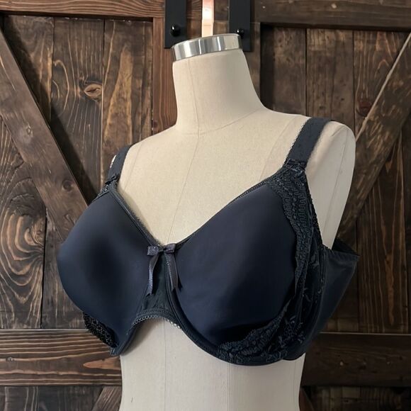 Elomi Hermione Charcoal Underwired
Bandless Molded Bra EL8120 Sz-42E Usa - Picture 3 of 8